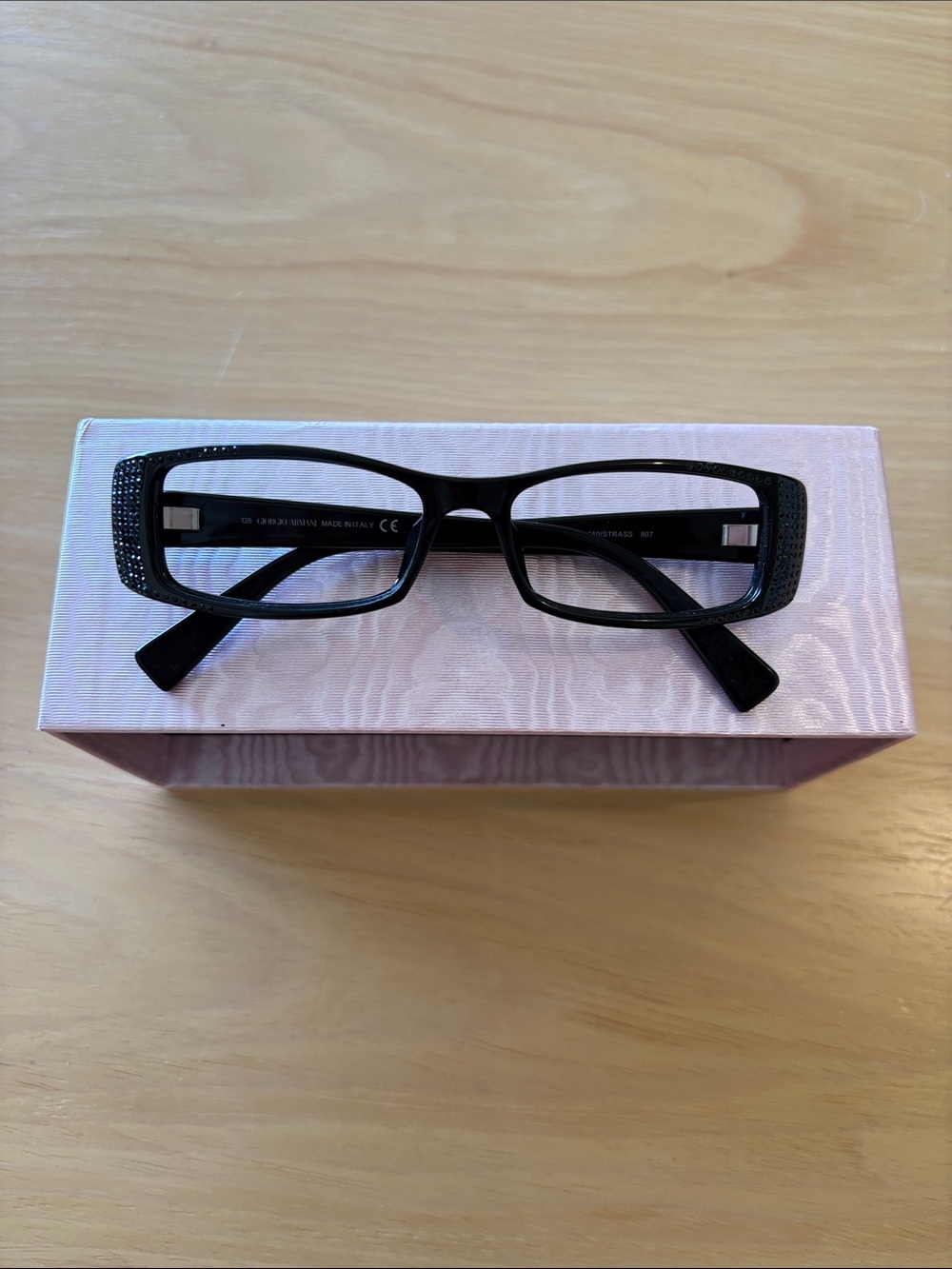Giorgio Armani Black Rectangular Crystal-Embellished frames